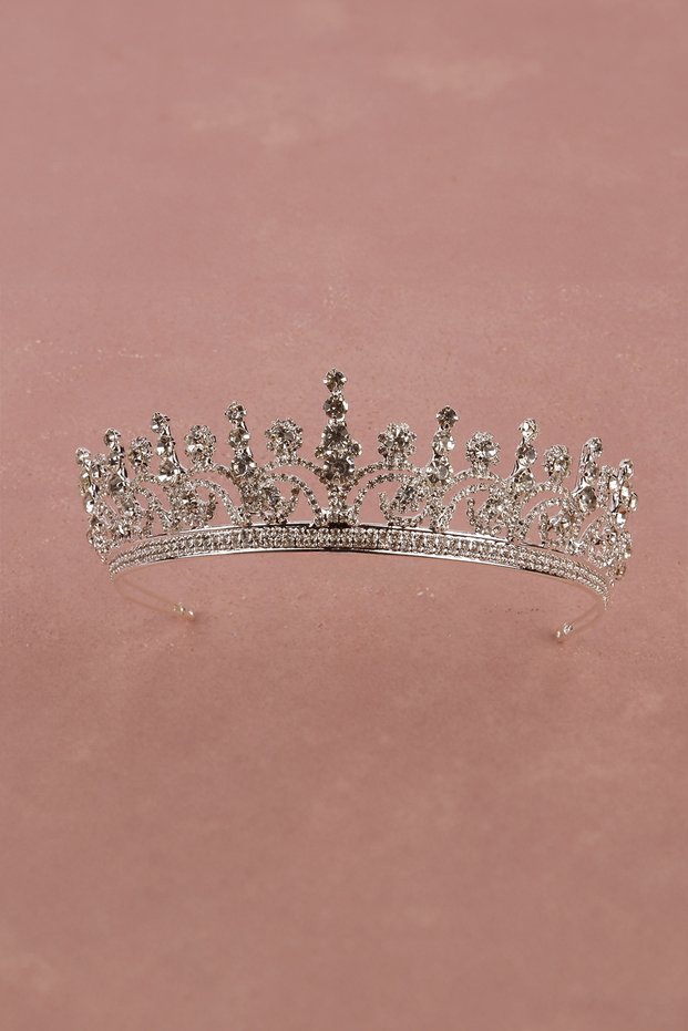 Crystal Rhinestone Queen Crown for Women Bridal Wedding Crown for Henna Night Crown Silver