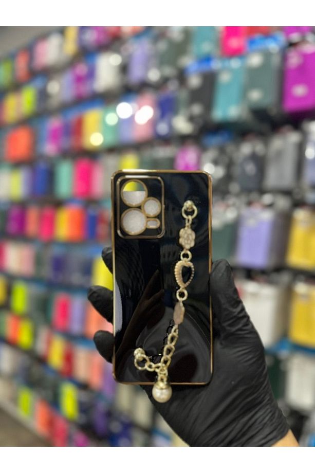 Redmi Note 12 Pro 5G Zincirli Çiçekli Kalpli El Geçmeli Silikon Kapak - 2