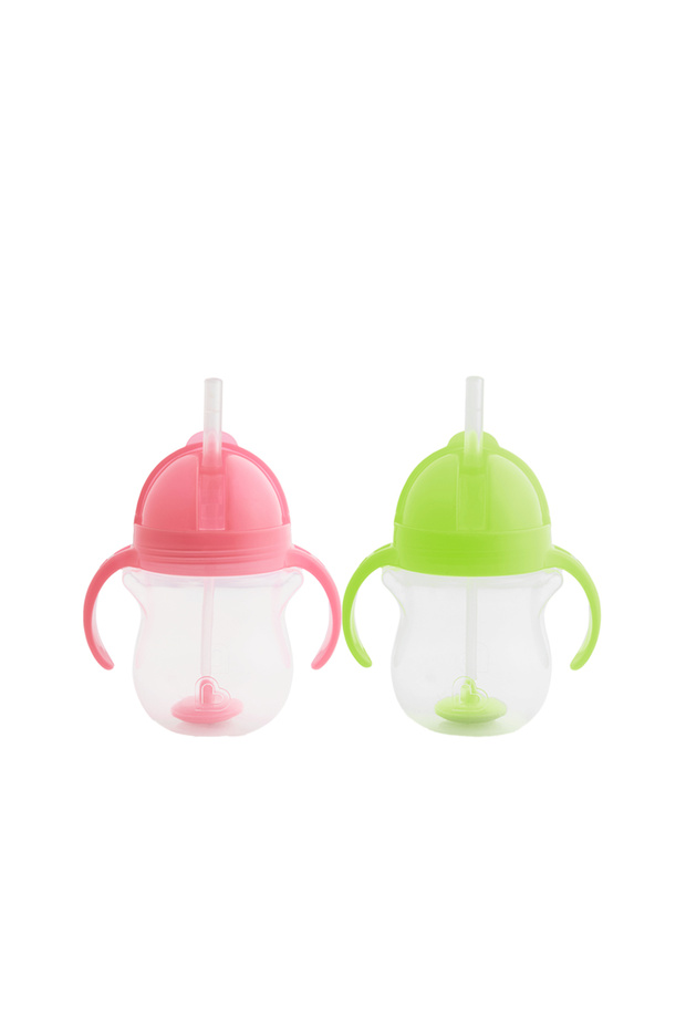 Click Lock Spout Drinking Cup with Straw, 6 months, 207ml, Pack of 2 Pink&green