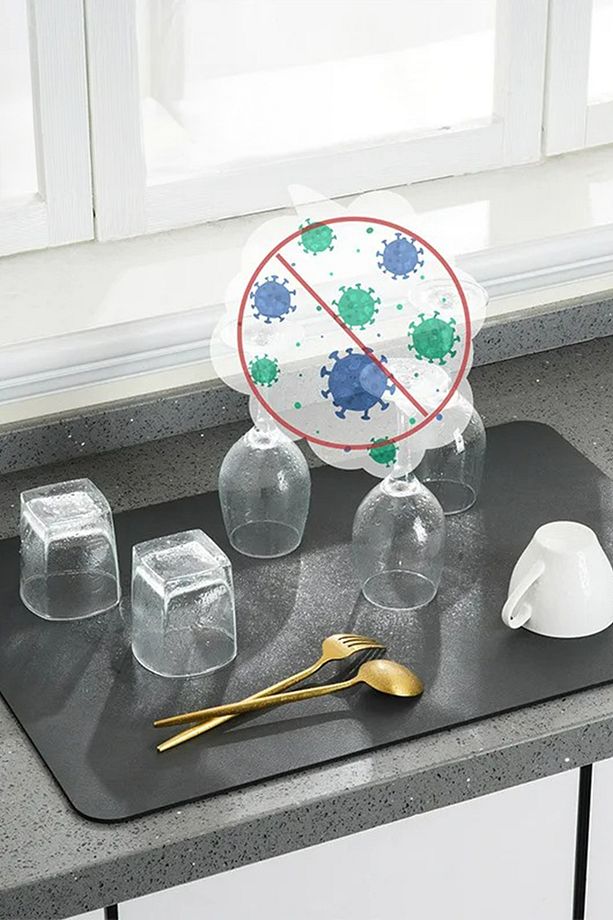 Sihirli Bulaşık Yıkama Kurulama Matı Bulaşık Kurutma Matı Katlanabilir Tezgah Üstü Ped 40x30 Cm - 3