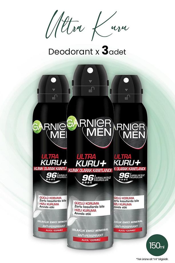 Men 96h Ultra Kuru Erkek Deodorant 150 ml X 3 Adet - 1