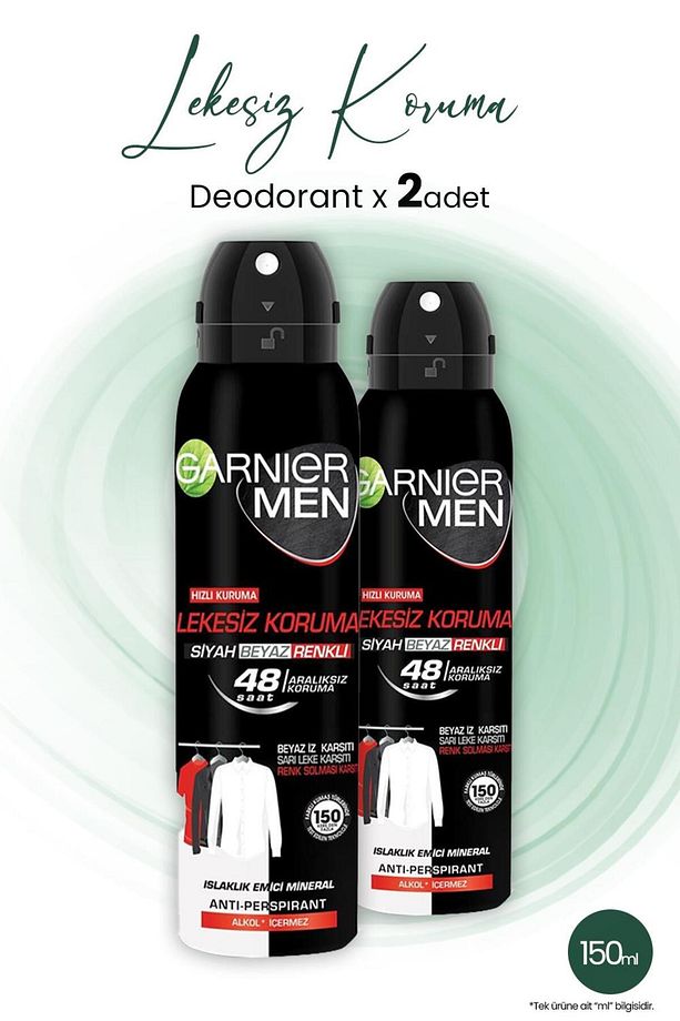 Men 48h Lekesiz Koruma Erkek Deodorant 150 ml X 2 Adet - 1