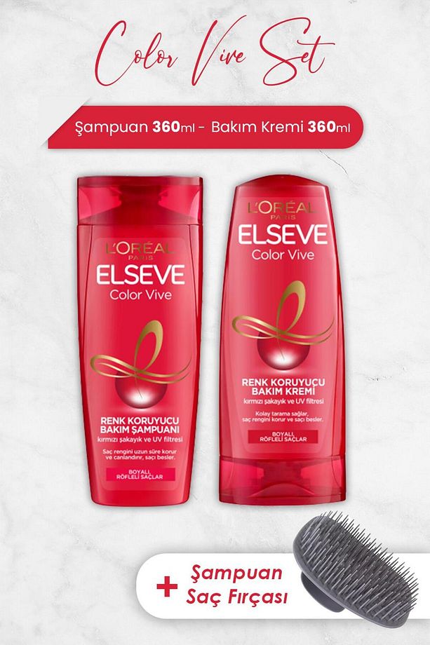 Color Vive Şampuan 360 Ml, Bakım Kremi 360 ml Ve Şampuan Fırçası - 1