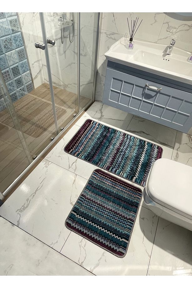 Zigzag Desenli 2 li Banyo Paspas (60x100 - 60x50) - 3
