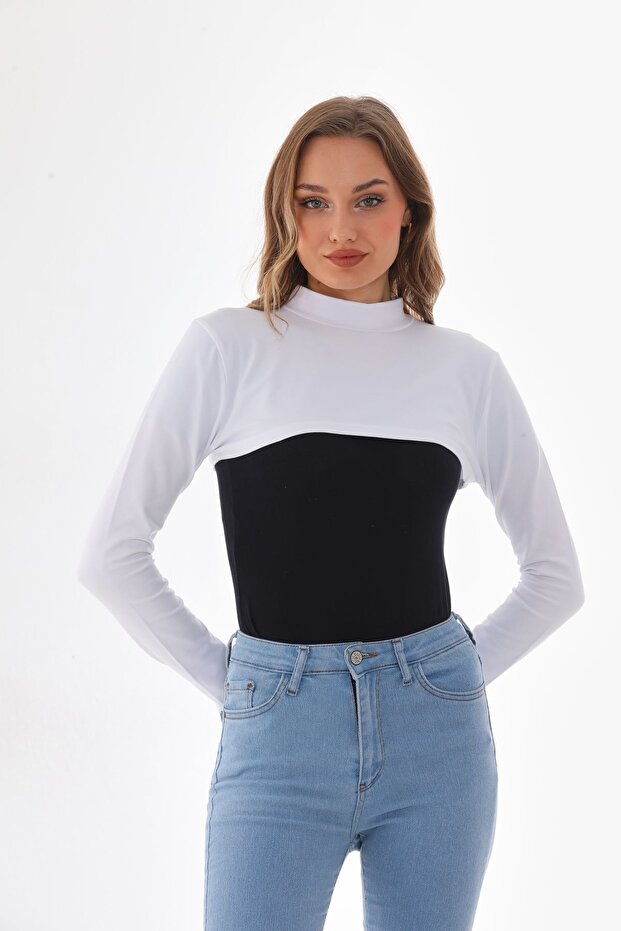 100% COTTON Stand Collar - White Long Sleeve Neck Collar Hijab Neck Collar Turtleneck