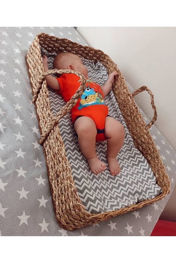 Hasır Bambu Rattan Puset Bebek Bezi Değiştirme Puset ( Minder Yastık Dahil Değildir) - 4