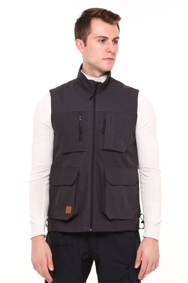 Multi-Pocket Hunter Camper Outdoor Vest Rio Model Gray Men