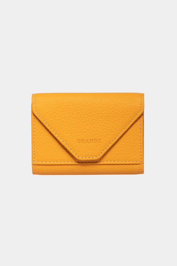 3639 Genuine Real Leather Women Men Magnetic Accordion Wallet Card Holder Yellow