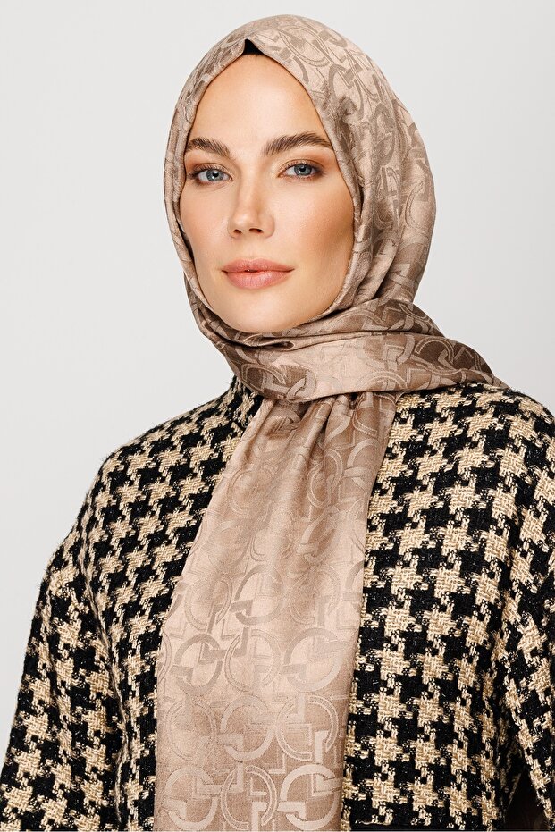 Shiny Jacquard Patterned Longar Shawl - 3