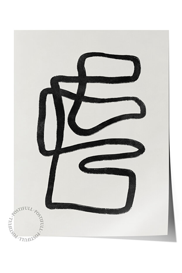 Black and White Abstract Themed Wall Poster, Modern Frameless Poster - Bedroom, Living Room Wall Decor