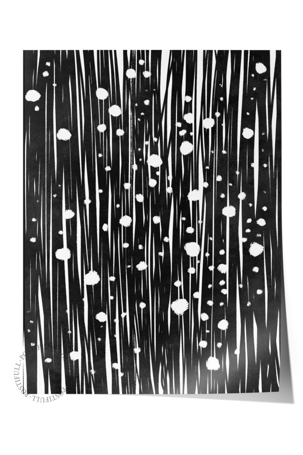 Black and White Abstract Themed Wall Poster, Modern Frameless Poster - Bedroom, Living Room Wall Decor