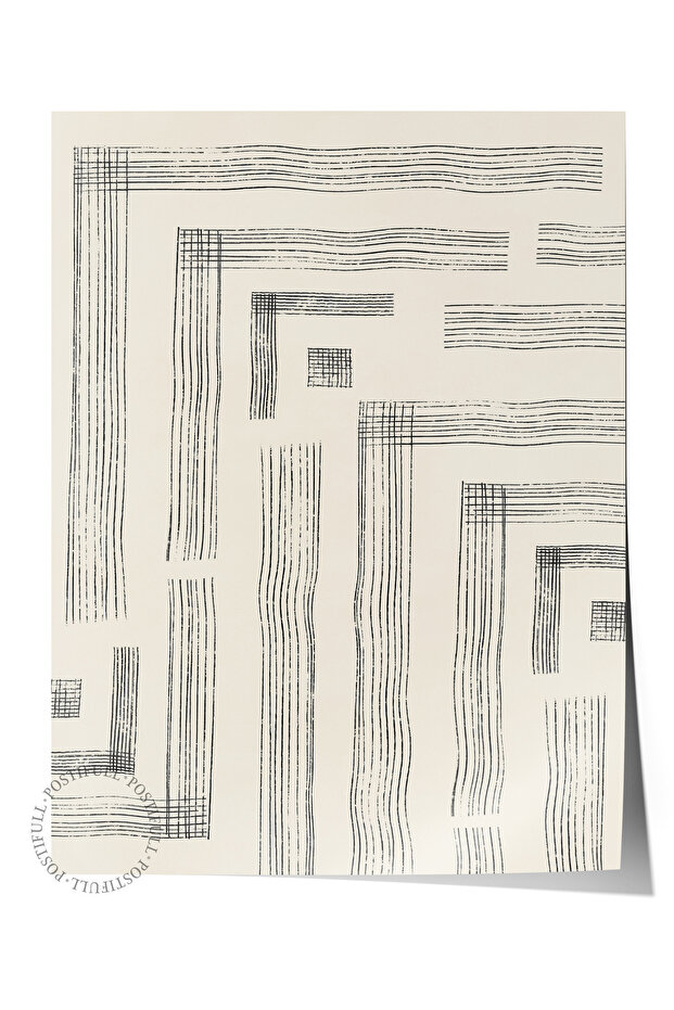 Black and White Abstract Themed Wall Poster, Modern Frameless Poster - Bedroom, Living Room Wall Decor