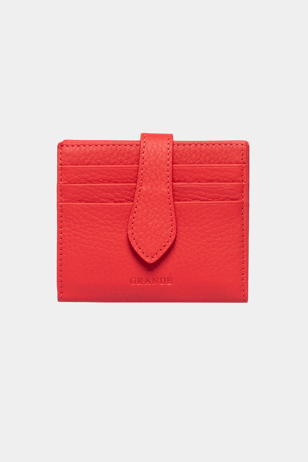 3803 Genuine Real Leather Women's Men's Wallet Red