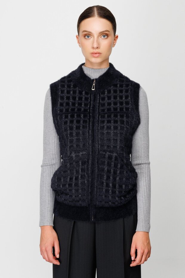 ON Fermuarlı Triko Yelek - 1