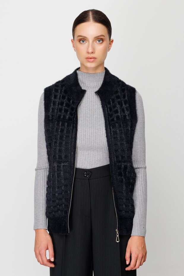 ON Fermuarlı Triko Yelek - 3