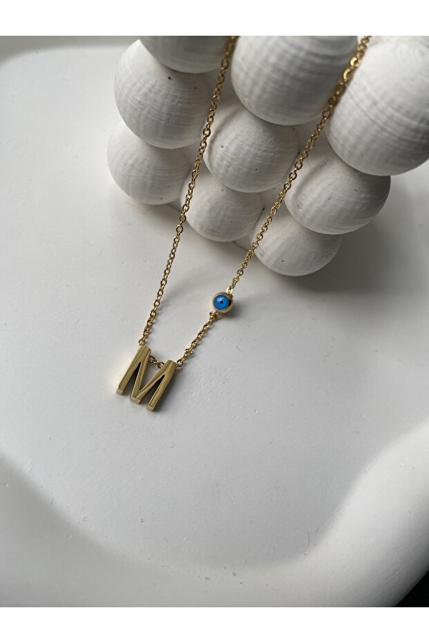 Çelik Gold M Harfi Kolye - 2