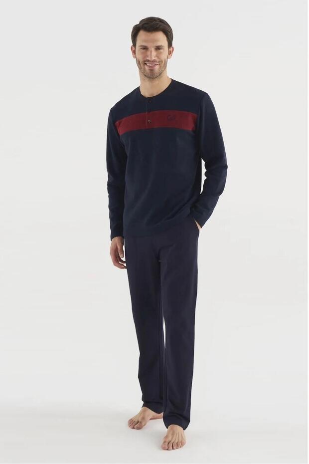 Mod 3739 Yarım Düğmeli Pijama Takım - 1