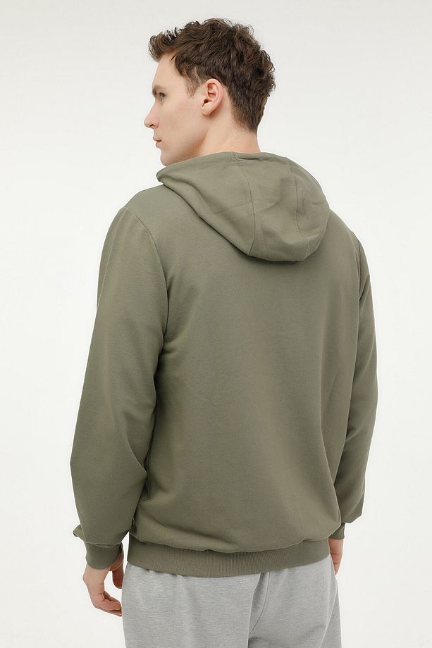 M-SN72 BASIC FULL ZIP HOO Haki Erkek Eşofman Üstü - 2