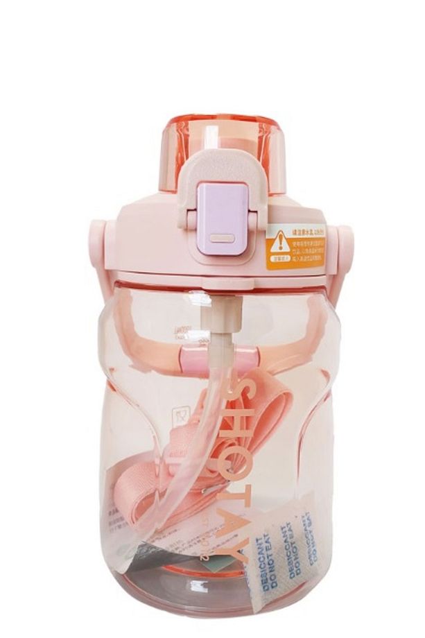 ST-7313 Pipetli Askılı Tritan Matara 1000 ml Pembe - 1