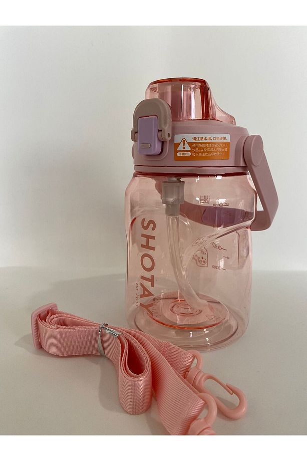 ST-7313 Pipetli Askılı Tritan Matara 1000 ml Pembe - 4