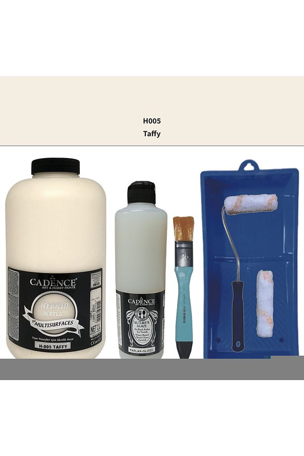 Mobilya Boyası-Cadence Multisurface H-005 Taffy 2Lt Ultimate Parlak Vernik 500Ml Saten Rulo Set - 1
