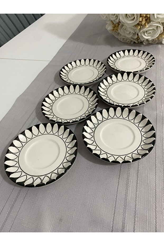 Siyah elips model 6 adet çay tabağı - 2
