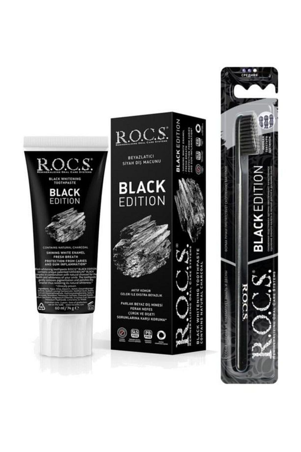 Rocs Black Edıtıon Kömür Beyazlatıcı Diş Macunu Ve Diş Fırçası - 1