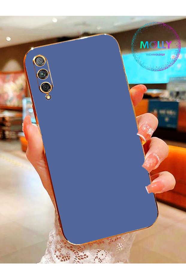 Petrol Blue Edges Luxury Silicone Case for Samsung Galaxy A70 with Gold Detail