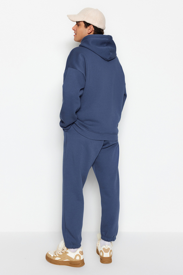 Soluk Indigo Regular Kesim Kapüşonlu Sıcak Tutan Sweatshirt Eşofman Takım TMNAW24EM00002 - 4