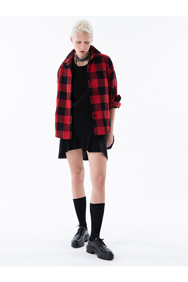 Volanlı Mini Etek - Siyah - 1