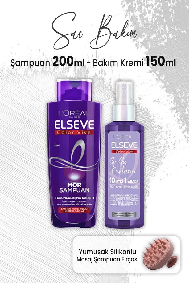 Color Vive Mor Şampuan 200 Ml, Krem 150 ml Ve Masaj Şampuan Fırçası Pembe - 1