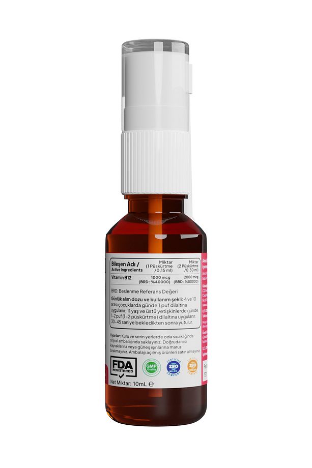 Methyl Cobalamin B12 Sprey 1000 Mcg 2000 Ug 10 ml B12 Vitamin - 7