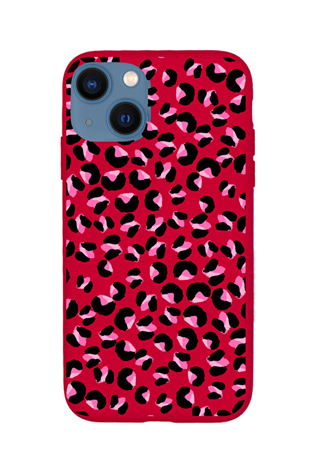 حافظة هاتف فاخرة لهاتف آيفون 14 باللون الوردي بطبعة الفهد - 1