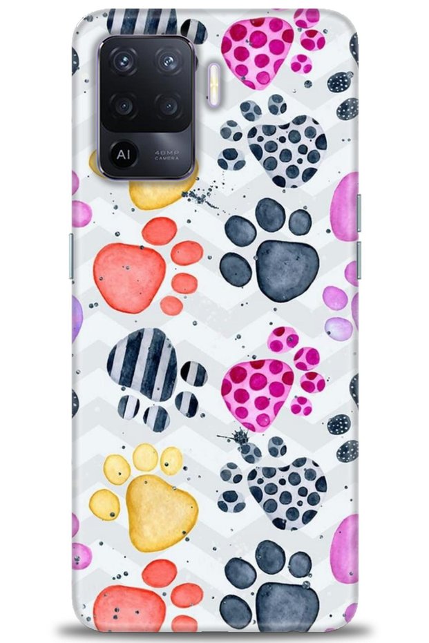 Oppo Reno 5 Lite Case Hd Printed Case - Colorful Paws + Full Screen Protector