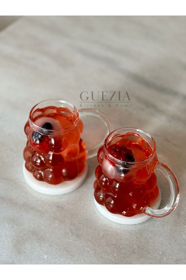 Kulplu Üzüm Bardak | Boncuk Şekilli Bardak | Kahve Ve Sunum Bardağı | 400 ML | 2 ADET - 4
