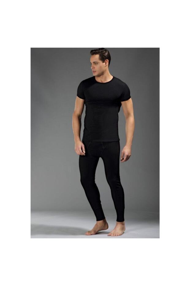 Black O Neck Short Sleeve Thermal Top