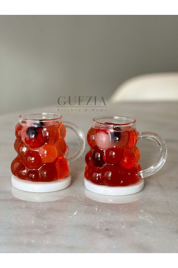 Kulplu Üzüm Bardak | Boncuk Şekilli Bardak | Kahve Ve Sunum Bardağı | 400 ML | 2 ADET - 1