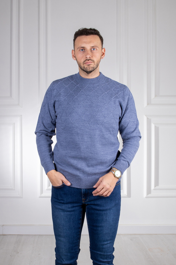 Interview Half Turtleneck Blue Knitwear Sweater