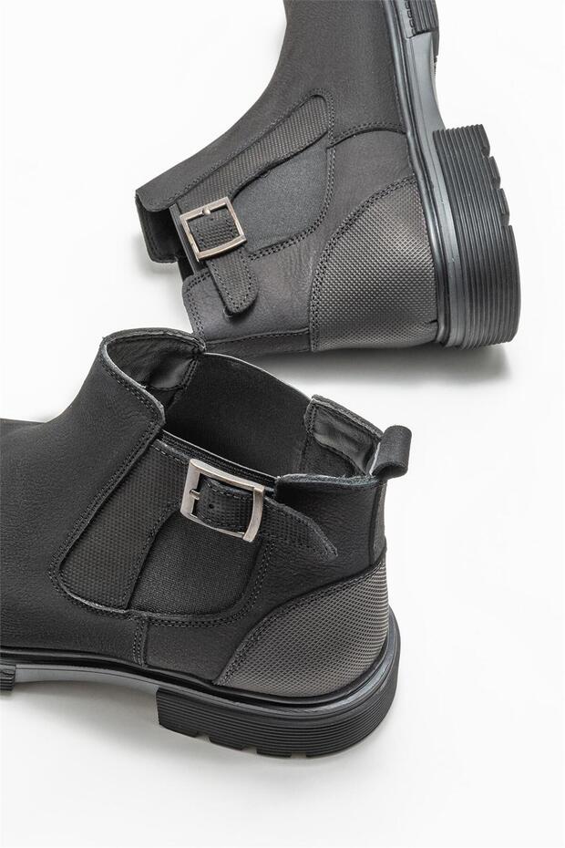 Siyah Deri Erkek Günlük Bot - 4