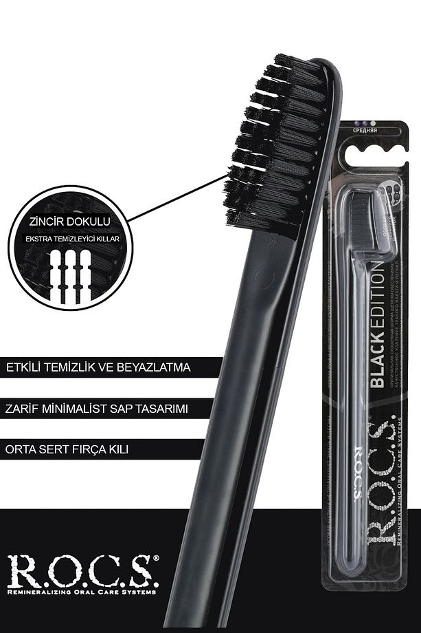 Rocs Black Edıtıon Kömür Beyazlatıcı Diş Macunu Ve Diş Fırçası - 3