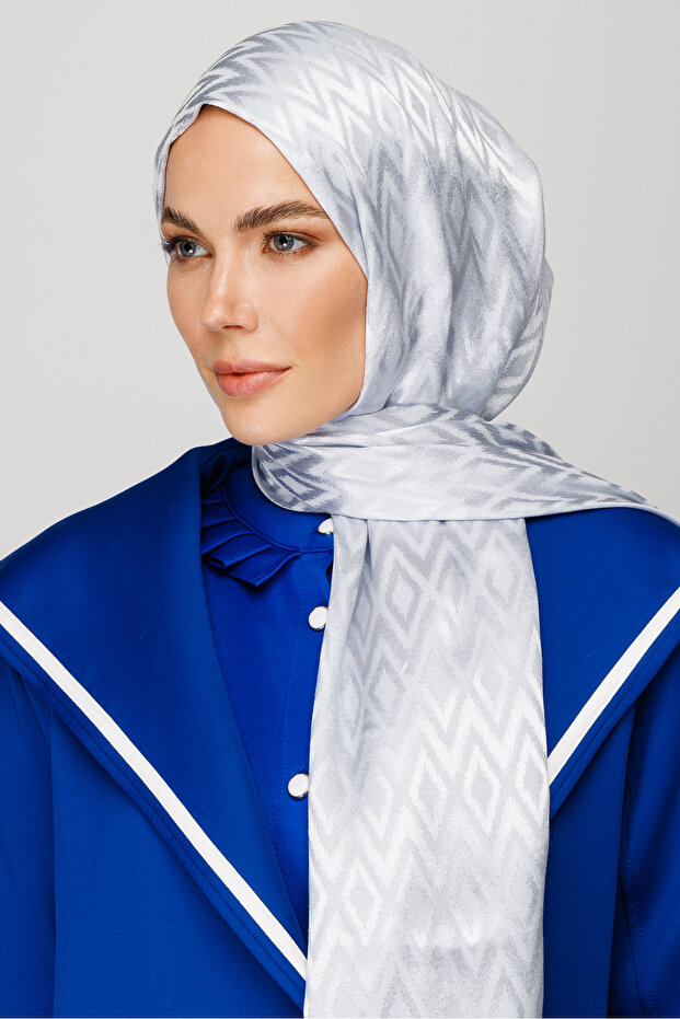 Tile Pattern Shiny Jacquard Shawl - 6
