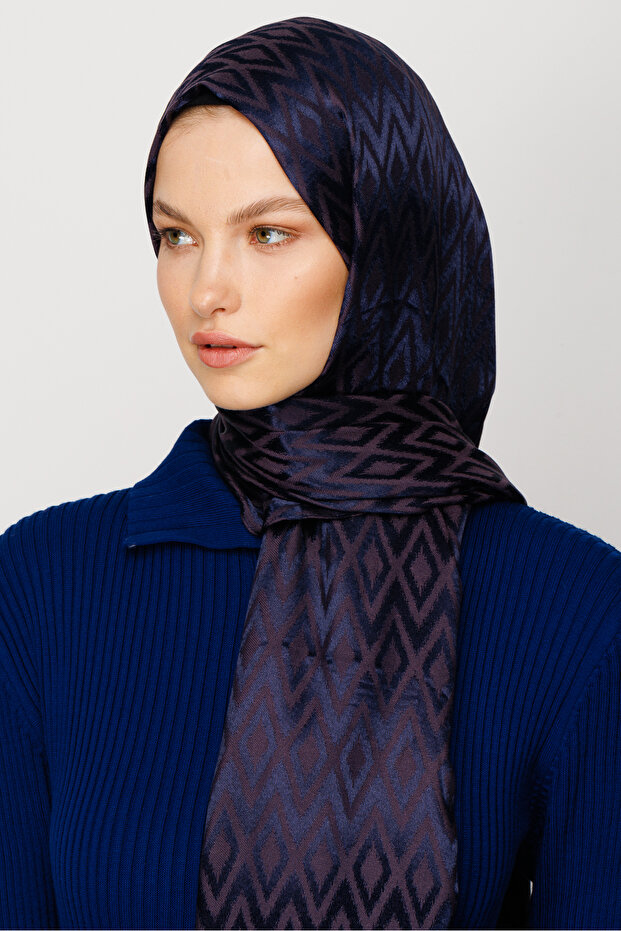 Karo Desen Parlak Jakar Şal - 4