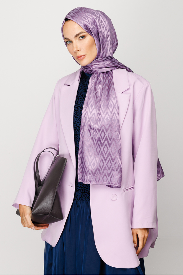 Tile Pattern Shiny Jacquard Shawl - 1