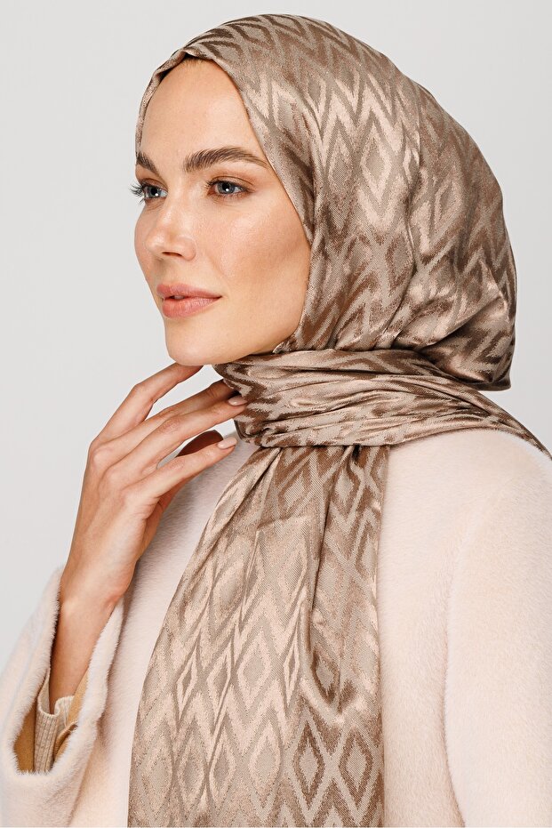 Karo Desen Parlak Jakar Şal - 5