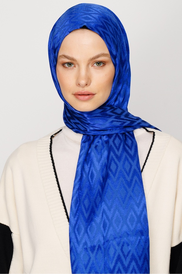 Tile Pattern Shiny Jacquard Shawl - 6