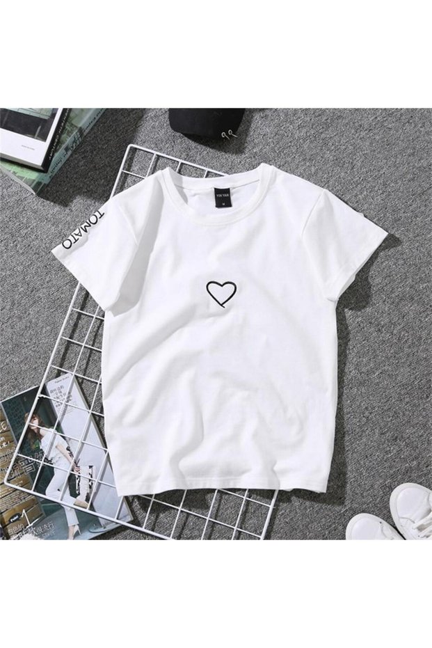 Unisex Letter Printed Round Neck T-Shirt 2