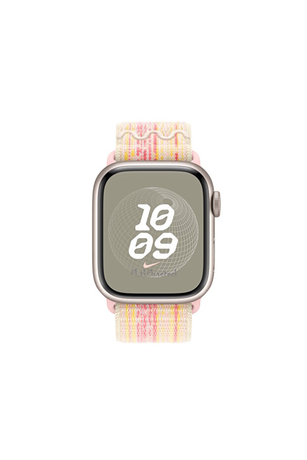 Apple Watch Series 9 GBS 45mm Uyumlu Nike Spor Loop Kordon Naylon Hasır Örgü -Yıldız ışığı Pembe - 2