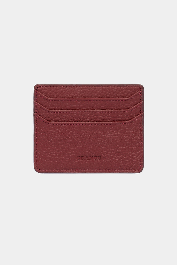 3633 Genuine Leather Super Thin Women's Men's Card Holder Claret Red