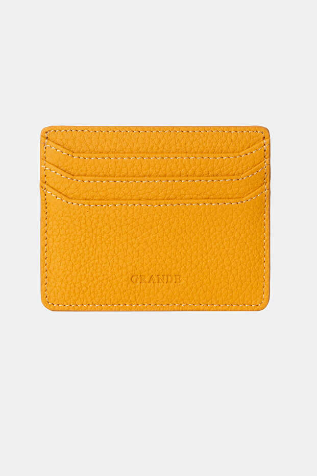 3633 Genuine Leather Super Thin Women Men Card Holder Yellow
