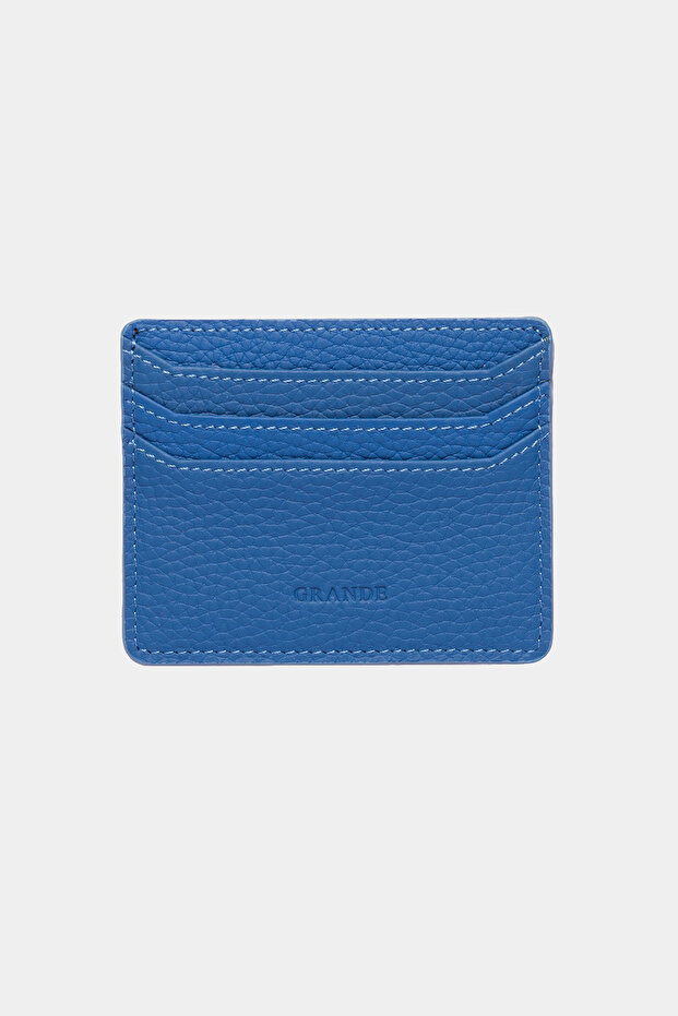 3633 Genuine Leather Super Thin Women's Men's Card Holder Blue